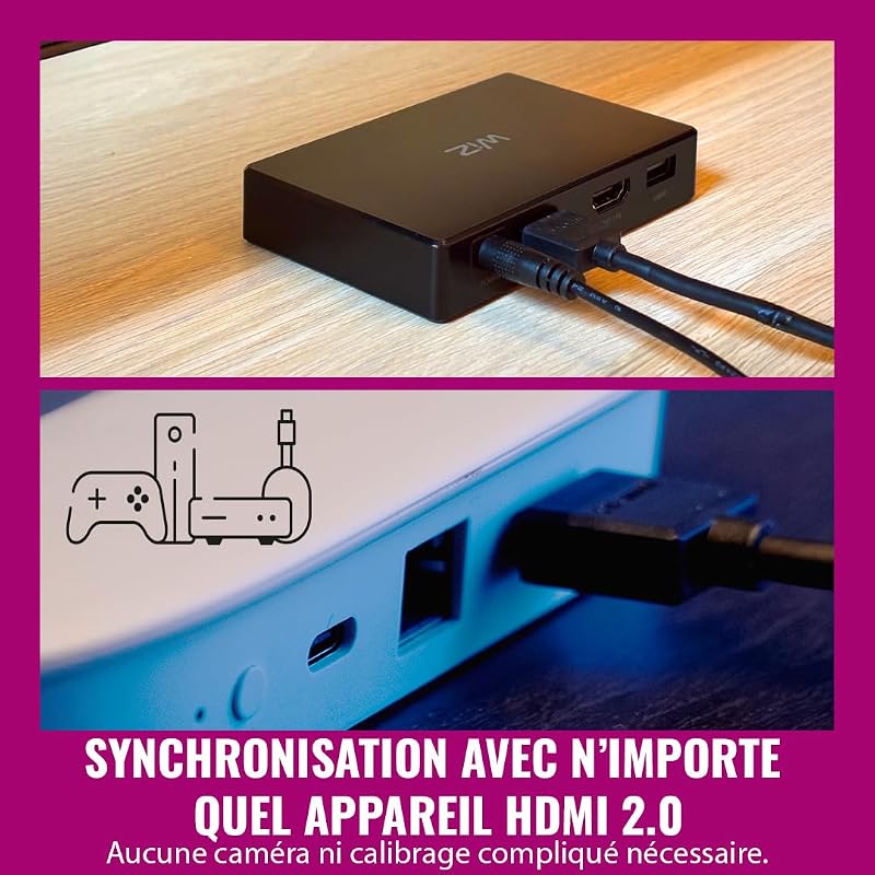 Starter Kit HDMI Sync Box et Ruban LED pour rétroéclairage, TV 55-65""