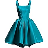 Yexinbridal Satin Homecoming Dresses for Teens 2025 Pockets Spaghetti Straps Square Neck A-line Short Prom Dresses