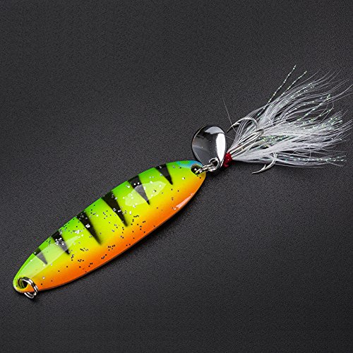 4 Packs Fishing Lures Metal Fishing Spoons Saltwater Hard Spinners Casting Sinking Lures for Northern Pike Salmon Walleye and Bass Fishing (Rainbow)