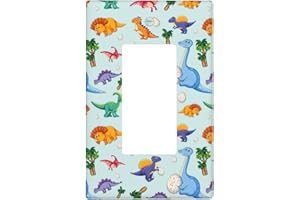 SPTVAN Cute Dinosaur 1 Gang Rocker Light Switch Cover Single Decora Wall Plate Decorative Electrical GFCI Switchplate Outlet Covers Faceplate for Boys Kids Bedroom Nursery House Living Room Decor