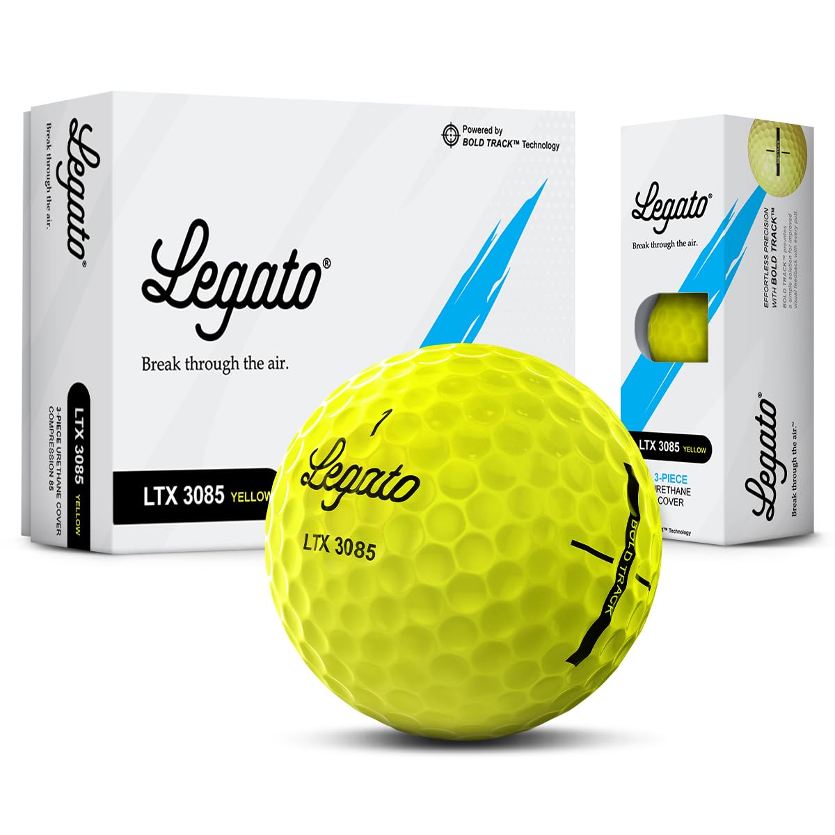 Legato Golf Balls LTX3085 | Maximized Distance with Soft Feel | 3 Piece | Urethane Cover | 85 Compression | Yellow | 1 Dozen (12 balls)