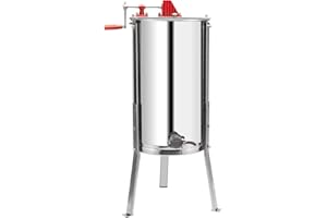 VINGLI 3 Frames Manual Honey Extractor Separator, Food Grade Stainless Steel Honeycomb Spinner Drum Crank By Hand With Adjustable Height Stands, Beekeeping Pro Extraction Apiary Centrifuge Equipment