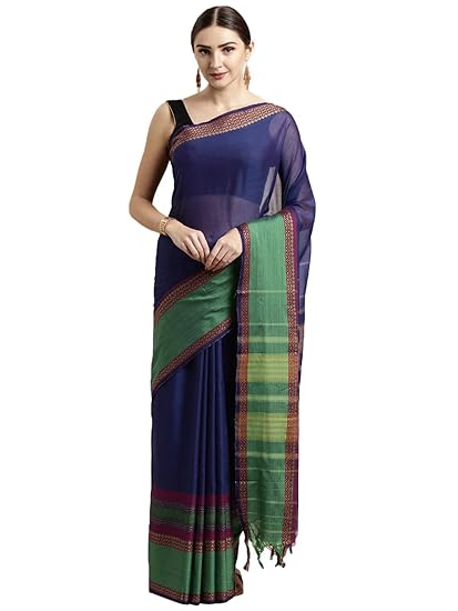 Womens Blended Cotton Saree (CCOPSC14067; Blue)
