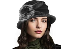 RUPHEDY Women Felt Bucket Hat Vintage Floral Wool Dress Winter Hats