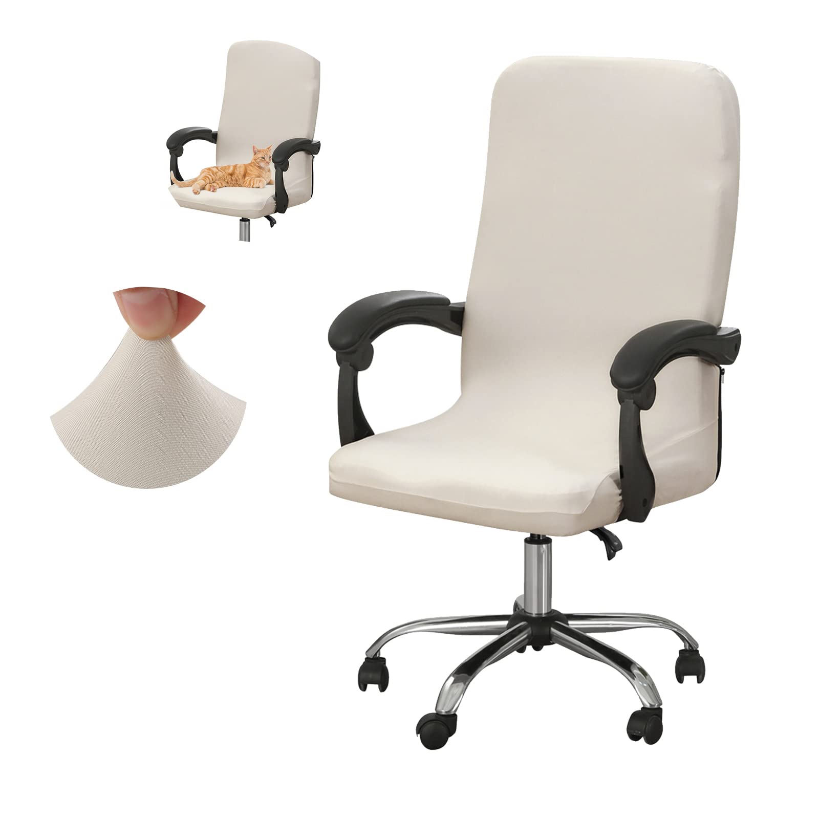 Jaotto Cover for Office Chair Seat Spandex Office Chair Cover Washable Rotating Universal Office Chair Covers for Computer Armrests Chair,Gray