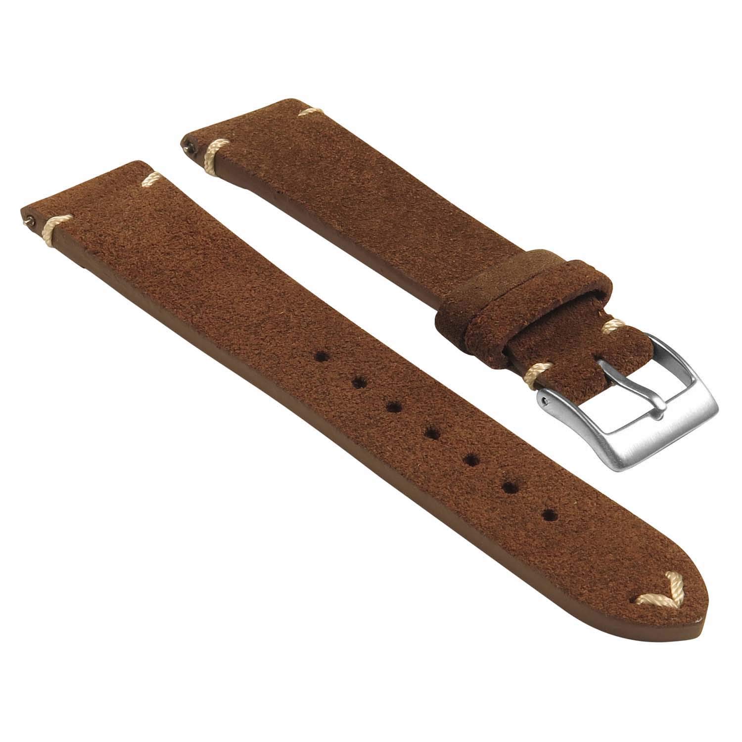 StrapsCo HandStitched Suede Leather Quick Release Watch Band Strap