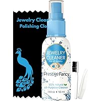 Deluxe Jewelry Cleaner, Restores and Shines Jewelry Cleaner Solution, OZ Liquid Cleaning Brush and Polishing Cloth Kit, for A
