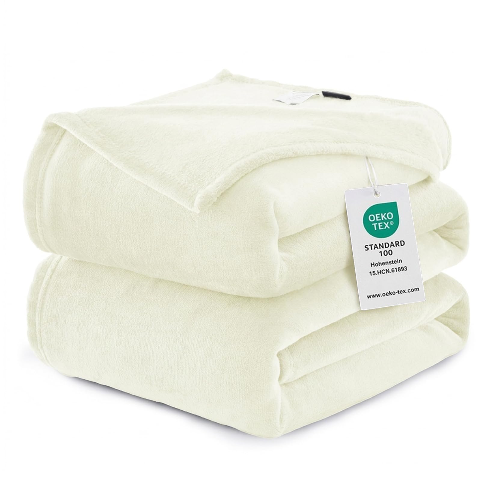 WAVVE Fleece Blanket Queen Size XL White Cream 7ft x 8ft - Fluffy Soft Warm Versatile Large Throw Blanket for Bed/Sofa/Couch, 220x240 cm — image 1