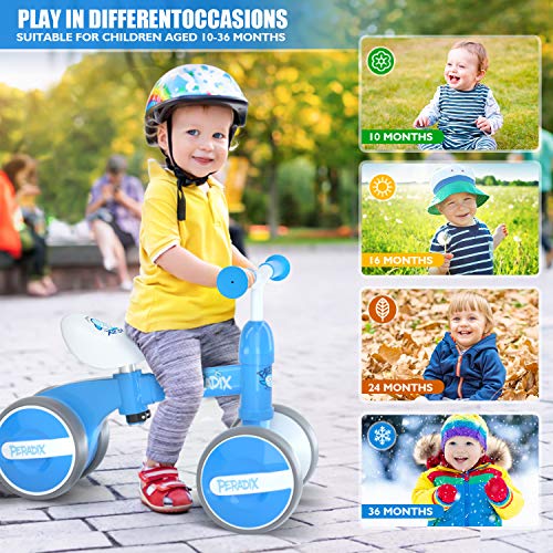 Peradix Bicicleta Sin Pedales para Niños y Niñas,Bici Sin Pedales de Manillar y Sillín Ajustables para Niño 1-3 Año Juguetes Equilibrio Triciclos Bebes