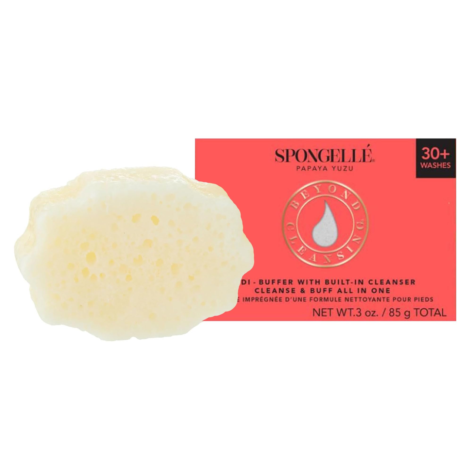 Spongellé Pedi-Buffer - Cleanse, Exfoliate & Polish Feet - Papaya Yuzu