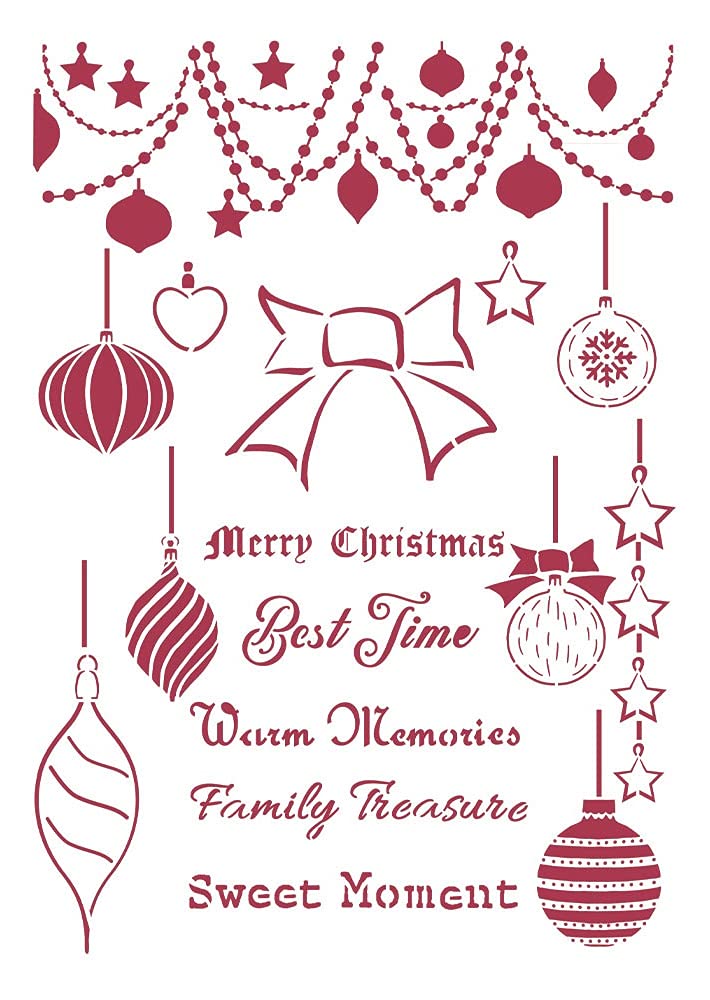 Stamperia International Stamperia-G Stencil-Christmas Patchwork-Balls, Multicoloured, 21x29.7