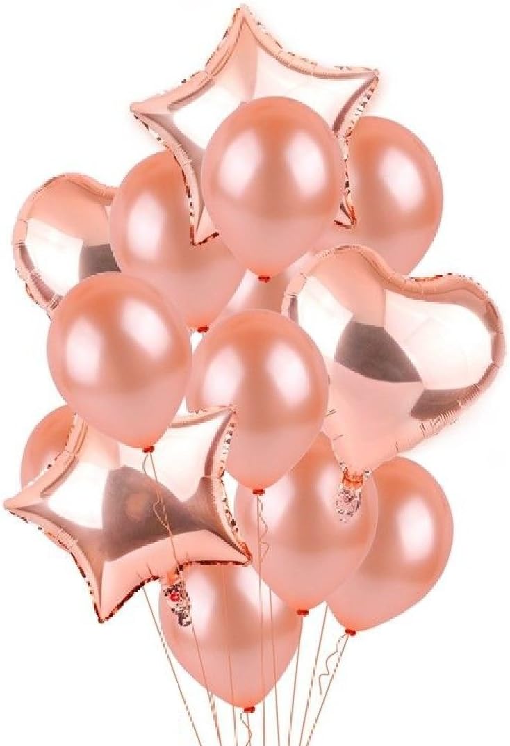 Small N stylish Rose Gold Series Foil Latex Balloon Set Helium Star Birthday Party Wedding Decor