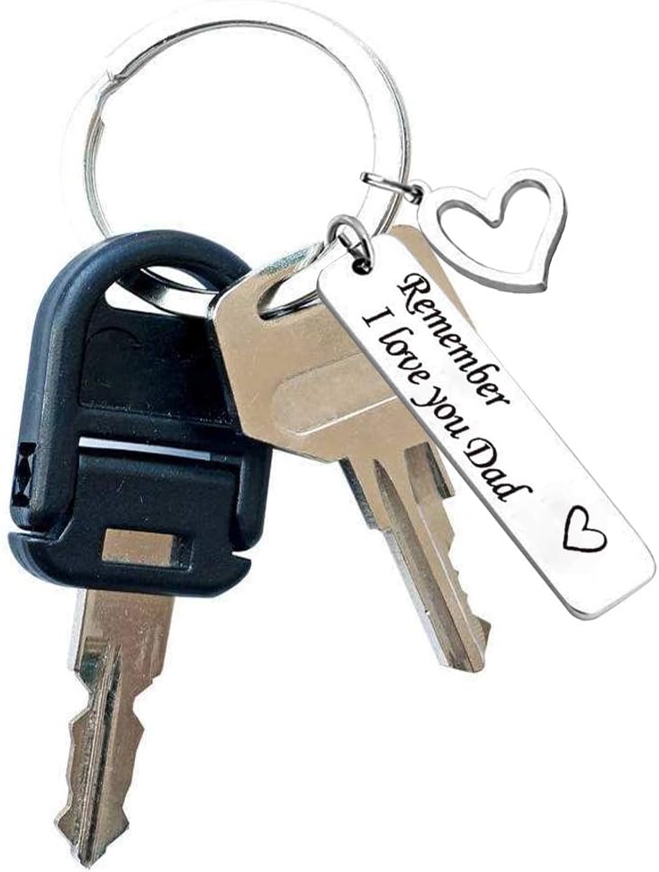 SEDEX Key Rings Tag Engraved I Love You Mothers Father Day Gifts from Daughter and Son Key Chains for Women Best Dad Mum Personalised Keychain with Dog Tag (Rember I Love You Dad) - Image 4