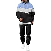 JMIERR Men's Hoodie Tracksuit 2 Pieces Set Novelty Color Block Pullover Fleece Hoodies Long Sleeve Casual Sweatshirt