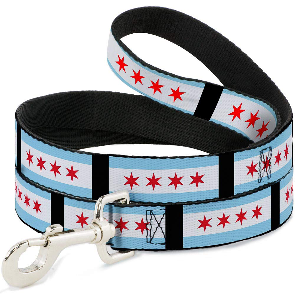 Buckle Down "Chicago Flags/Black Dog Leash, 4'