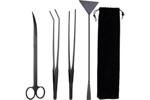 SKYEASURE Aquascape Tools, Long Tweezers for Terrarium, Terrarium Tools, Stainless Steel Aquarium Plant Tools Fish Tank Cleaning Tools Aquarium Tweezers Scissors Scraper Set for Aquarium Starter Kit