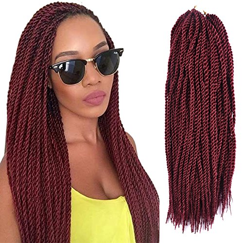 Aigemei Premium Kanekalon Crochet Braids Innocence Senegal Twist 18 Inch 90 Braids Total 7 Ounces (Red Color,530#)