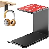 Yocice Aluminum Headphone Hanger, Under Desk Adhesive Mount, 10 lb Capacity | Aluminum Alloy Body, Soft Silicone Pad Protects Headband, Strong Adhesive or Screw Mount