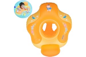 Myir JUN Baby Float, Inflatable Baby Pool Float Toddler Swimming Float Ring Children Waist Swim Baby Swimming Ring Kids Swim Trainer (Orange, S)
