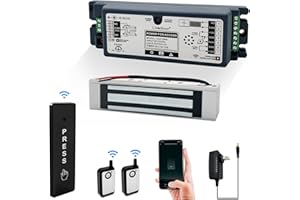 OLIDESMART 2.4GHz WiFi Access Control 400lb Holding Force Electic Magnetic Door Lock System Kit with Remote and Smartphone app Control, paired with Wireless Slim Push Switch (Electric Magnetic Lock kit)