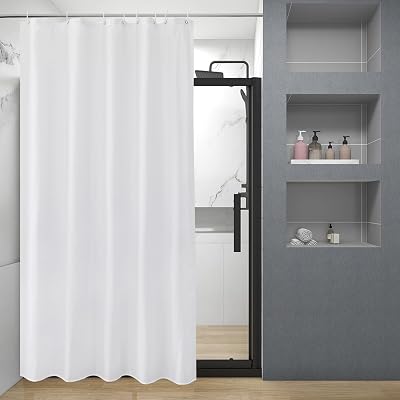EurCross White Shower Curtain 120x180 cm Polyester Anti Mould