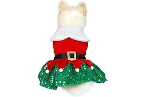 BAMY Christmas Dog Dress Cute Pet Skirt Xmas Dogs Winter Clothes Warm Cats Puffy Dress Doggie Outfits for Christmas Spring Festival New Year (Fairy Dress, S)