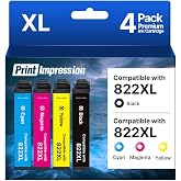 Remanufactured for 822XL Ink Work with Epson 822 Ink Cartridges (4-Pack) | Combo Pack Compatible for Epson WF-3820 Printer Ink Workforce Pro WF-4820 WF-4830 WF-3823 WF-4834 (Black Cyan Magenta Yellow)