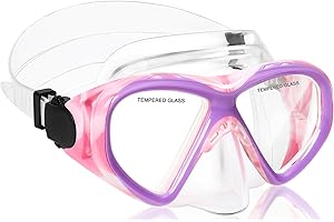 ACQCES Kids Swimming Goggles Snorkel Swim Mask for Boys Girls Ages 5-15, Two-Color Anti-Fog Swim Goggles with Nose Cover