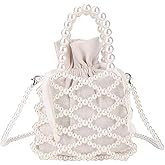 SHESRA Luxury Pearl Bag Chain Bag Purse Evening Bags, Artificial Pearl Clutch Handmade Bags for Party Wedding Bridal Travel 10