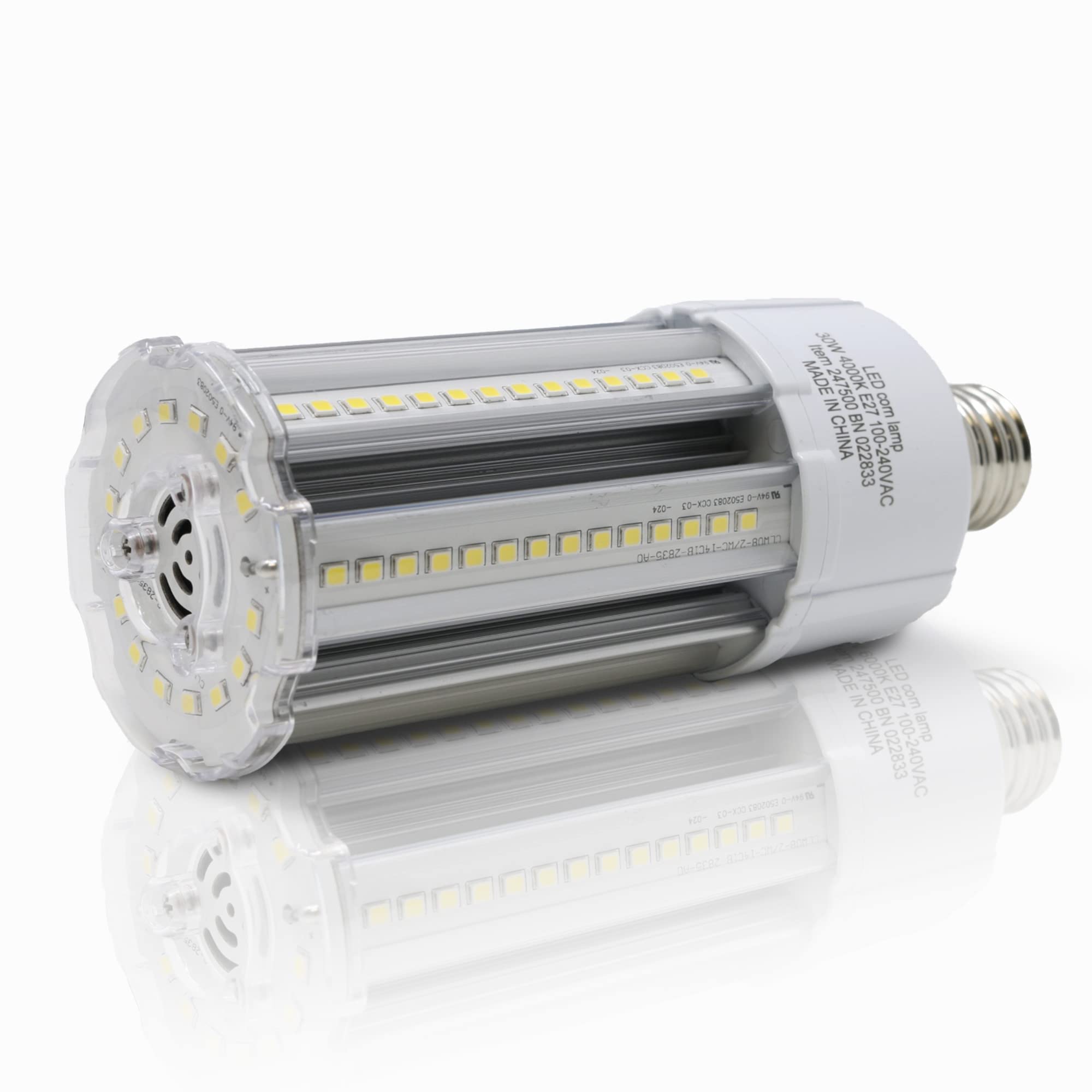 Bright Source LED Corn Light Bulb, 30w E27, 4000k Cool White, (3,900 Lumen) 140 Lumens Per Watt, 360° Beam Angle, Replaces Metal Halide/Son/HID/HPS for Parking, Stadiums, Warehouse & Factory