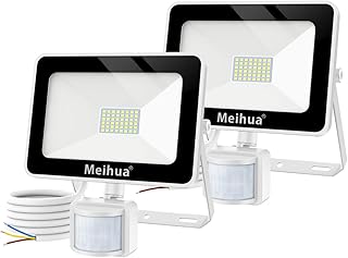 MEIHUA 2er 35W LED Außenleuchte mit Bewegungsmelder, Außenstrahler PIR 3500LM, LED Scheinwerfer 6500K Kaltweiß, LED Fluter IP66 Wasserdicht, Flutlicht Außenbeleuchtung für Garten Hof Garage Hotel