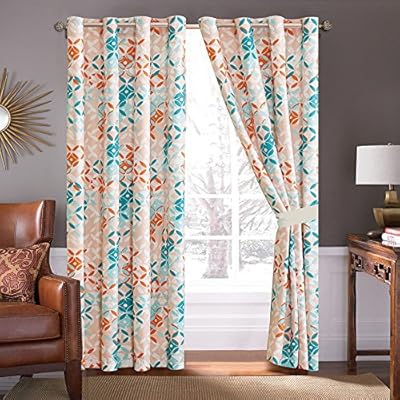 Amazon Com 4 Piece Turquoise Blue Orange Grey Patchwork