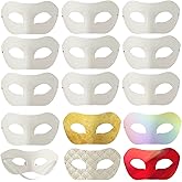 Acrux7 30 Pack Blank Craft Masks, Half Face White Paper Mask, Paintable Masquerade Masks for Halloween Mardi Gras Carnival Cosplay Dance Party