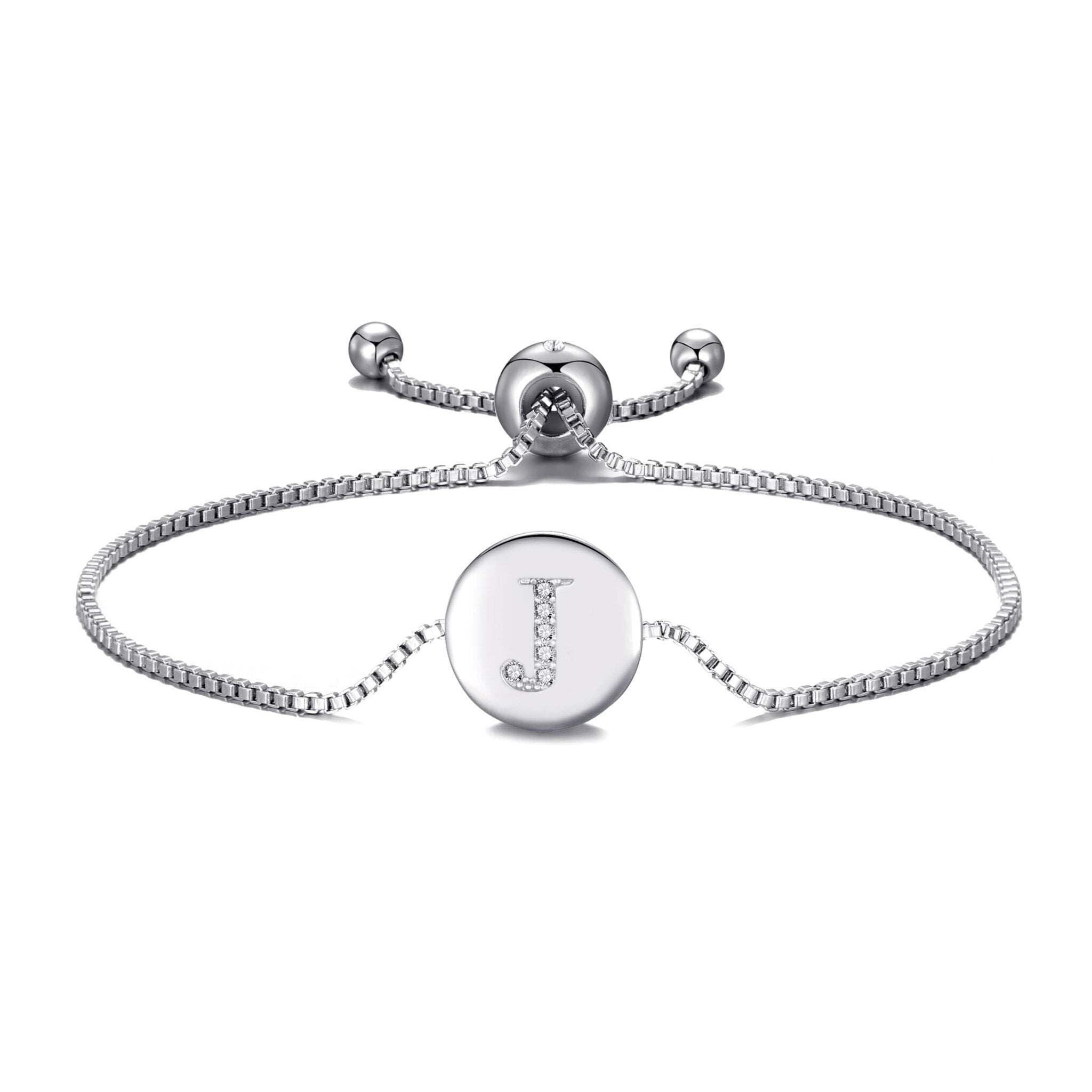 Philip Jones Initial Friendship Slider Bracelet Letter J Created with Zircondia® Crystals — image 1