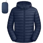 LZACTOIN-X Puffer Coat Men Bubble Puffy Jacket Lightweight Hooded Coat | Packable, Winter Coat, Zip up, Down alternative, Windproof, Light Jacket, Outdoor, Waterproof