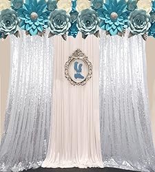 AMZLOKAE Silver Sequin Backdrop 2 Panels 2Ftx7Ft