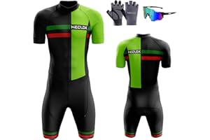 HECLOK Men's Cycling Skinsuit,One Piece Trisuit Bike Top Short,Men Triathlon Suit Best for Ironman Racing Tri Suit
