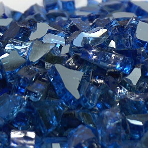 Royal Blue Metallic / Cobalt Blue Reflective "Fire Glass" - 1/4 Inch Reflective FireGlass - 10 Pounds - Designed for Fire Pits and Fireplaces