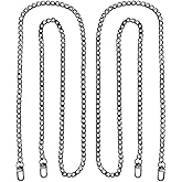 Ruidee 2Pcs Purse Chain Flat Chain Strap 47in Bag Chains Replacement Metal Wallet Chain Belt with Buckles Purse Chain Straps Crossbody for Handbag (LT/Gunmetal)