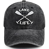 Lake Life Hats for Women Men, Funny Adjustable Washed Cotton Embroidered Summer Vacation Sun Baseball Cap