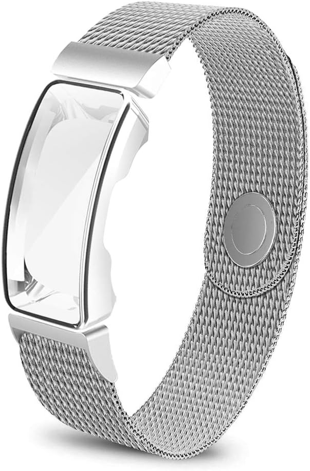 VEAQEE Compatible Inspire HR Bands, Stainless Steel Mesh Sport Metal Wristband Loop Accessories for Women Men Screen Protector Case for Inspire Fitness Tracker