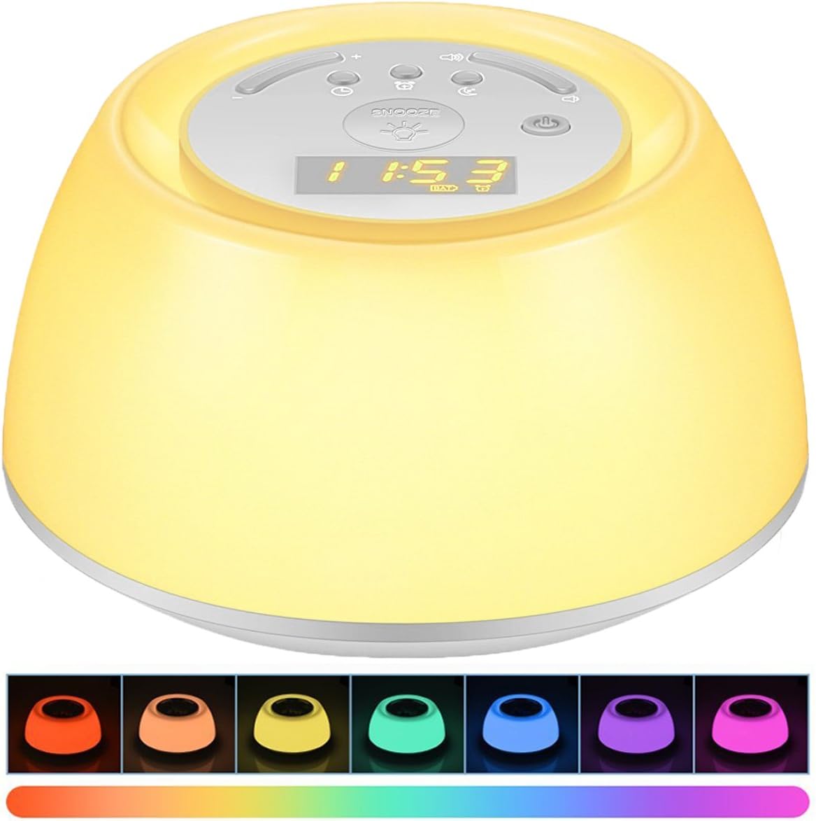 Wake Up Light Alarm Clock, Thpoplete Sleep Aid Bedside Lamp with Sunrise Snooze Function, Rechargeable Night Light with 3 Levels Brightness, 8 Natural Sounds, 256 Colors for Bedroom, Living Room, Baby