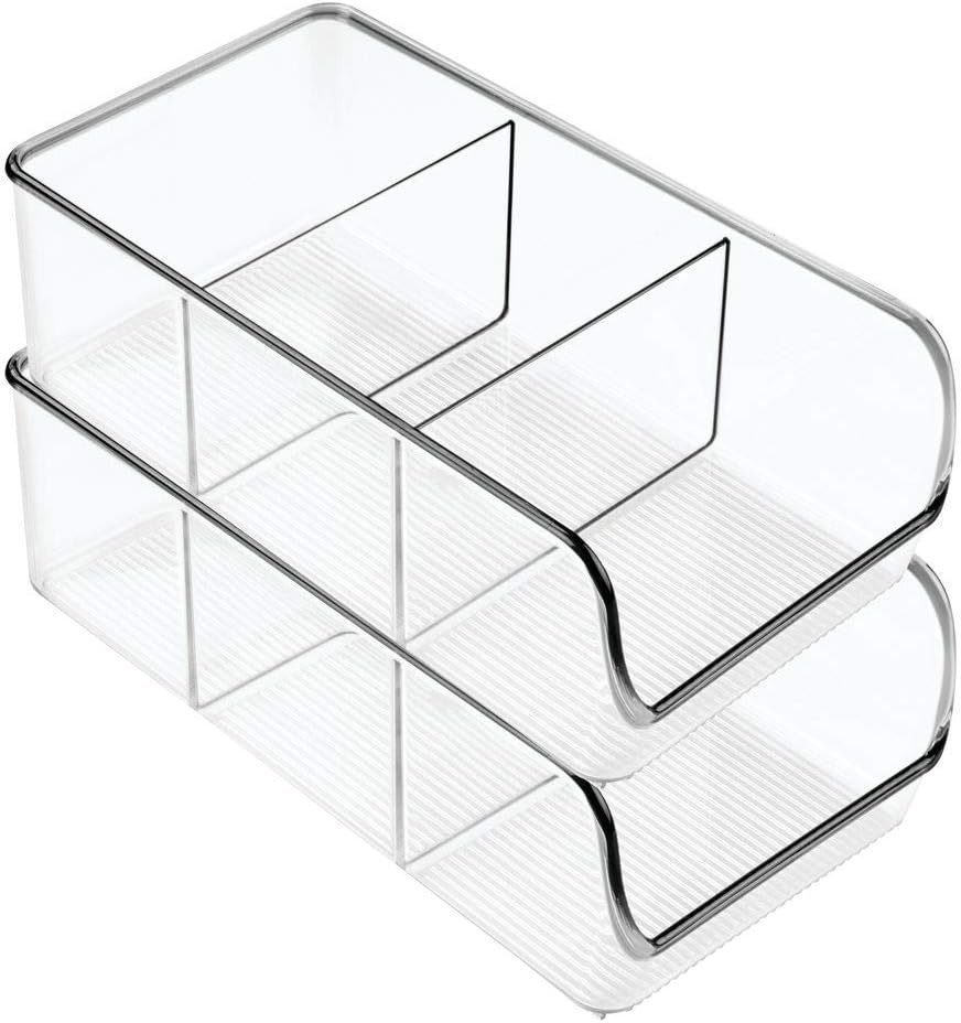 mDesign Plastic Food Packet Kitchen Storage Organizer Bin Caddy - Holds Spice Pouches, Dressing Mixes, Hot Chocolate, Tea, Sugar Packets in Pantry, Cabinets or Countertop - 2 Pack - Clear: Kitchen & Dining