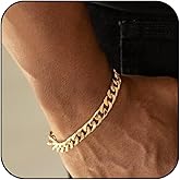 MISWOYI 14K Gold/Silver 316L Waterproof Stainless Steel Bracelet For Men, Cuban Chain, W:9mm, L:6.7"+2, Hypoallergenic Jewelry Anniversary Birthday Gifts Friends