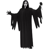 Fun World 30th Anniversary Ghost Face Adult Halloween Costume, Black | One Size Fits Most, 30th Anniversary Movie Edition, Glow in the Dark Mask, Father Death, Officially Licensed