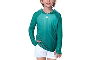 AOBUTE Unisex Kids Long Sleeve Hoodie Rash Guard Boys UPF 50+ Swim Top with Thumb Hole 3-12 Years