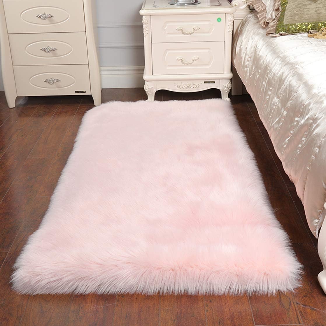 AUFELL Pink Fluffy Rug Soft Faux Fur Bedroom Carpet for Girls Room,Small Area Rug for Sofa,Living Room,Nursery,Washable Shag Rug,Cute Home Deco(27.5 x 53.1 inch) - Image 5
