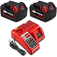 Lizone 2 Pack 6.5Ah 18V 48-11-1850 Battery and Charger Combo Kit Replacement for Milwaukee 18V Battery and Charger XC 6.0Ah 48-11-1865 5Ah 48-11-1852 4Ah 48-11-1840 18V Battery with Charger 48-59-1812