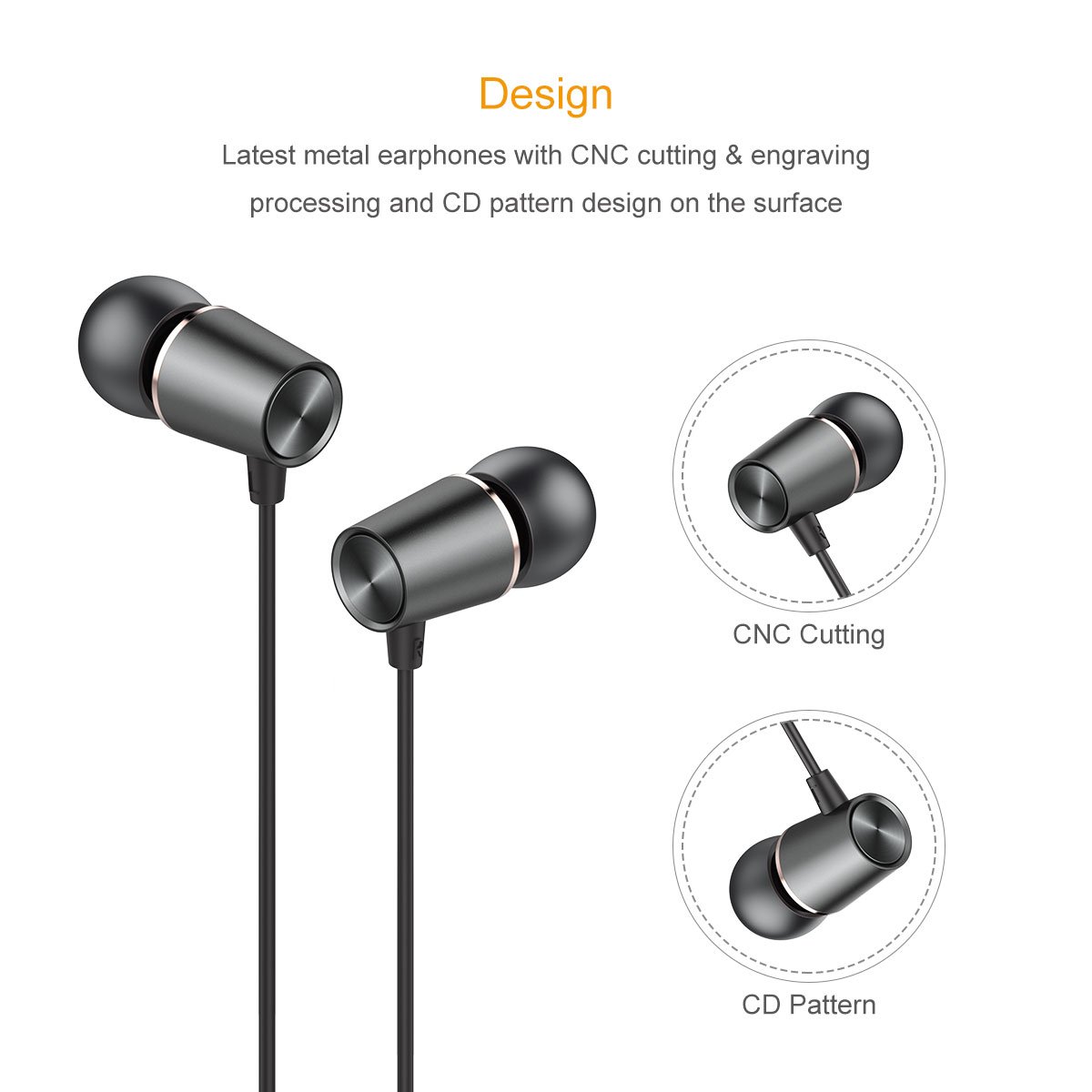 Doosl Ear Buds, Metal Noise Isolating Earbuds HiFi Music In Ear
