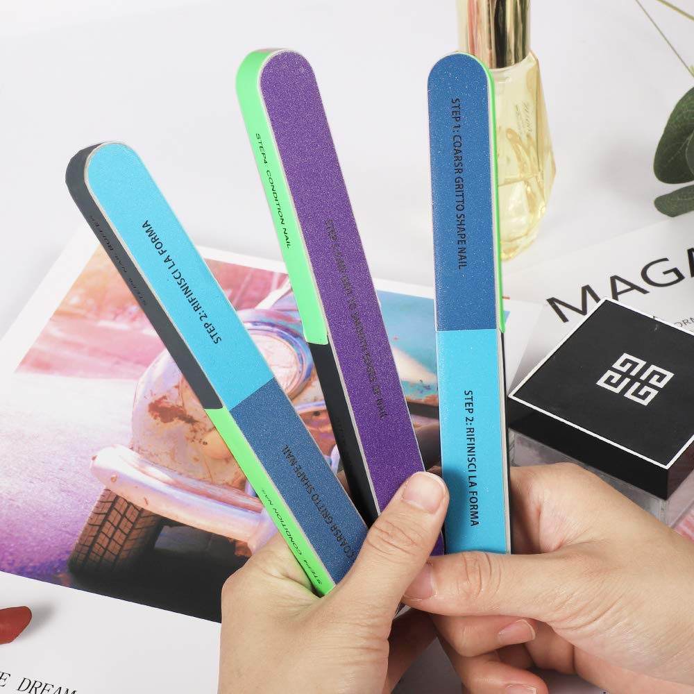 12 PCS 7 Way Nail File and Buffer Block, YIMICOO Professional Manicure Tools 7 Steps Emery Boards for Women Girls : Beauty